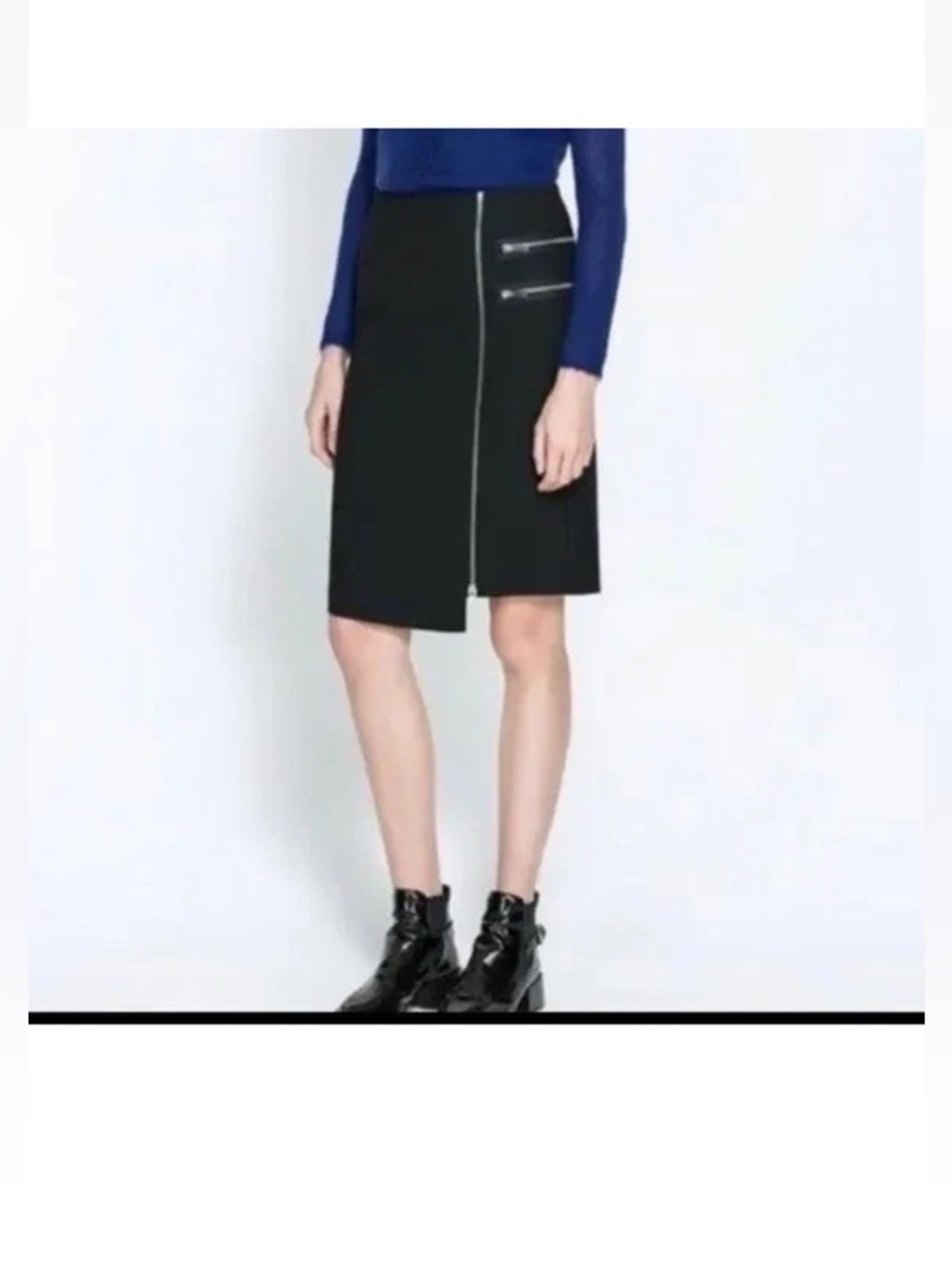 NWT Zara Asymmetrical Hem Zipper Detailed Pencil Skirt 8
